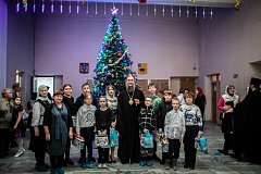 Воспитанники воскресной школы "Лоза" побывали на Архиерейской Рождественской ёлке в Покровске.